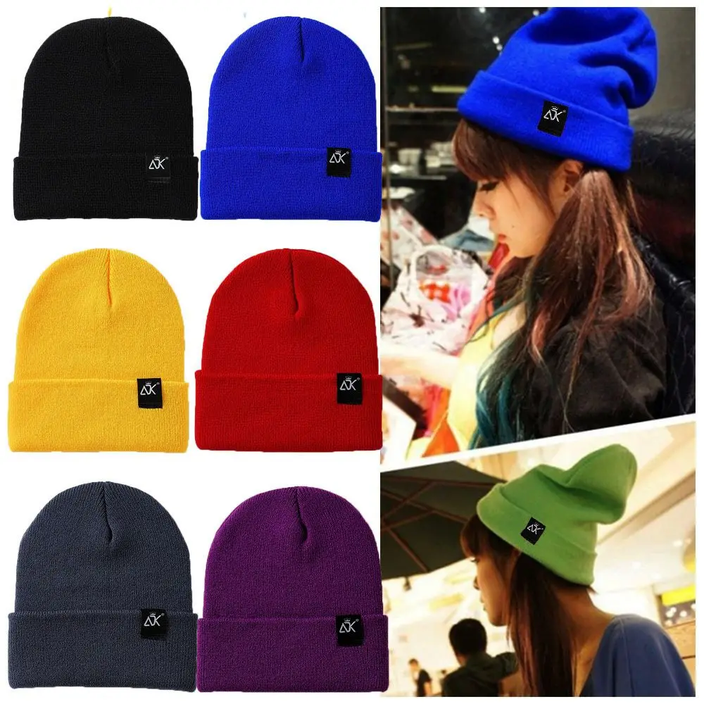 

20 цветов, однотонные милые женские/мужские новые зимние осенние шапки, вязаные облегающие шапки, теплая шапочка, женские облегающие шапки