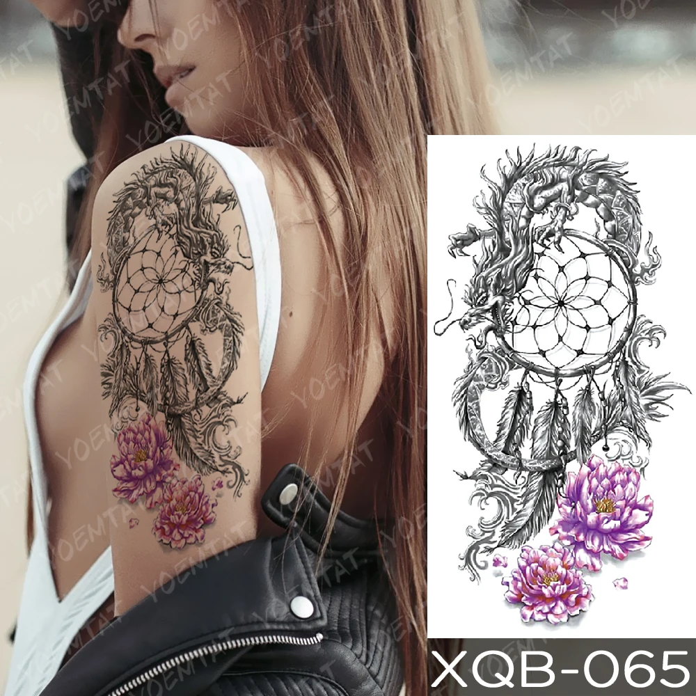 

Tatouage temporaire femme Fake Tattoo Sleeve For Woman Transfer Stickers Totem Glitter Dream Chaser Dragon Snake Shoulder Sexy