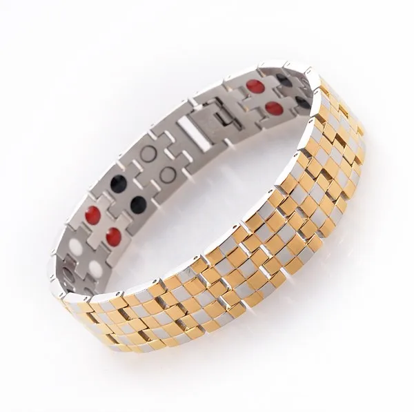 4in 1 Bio Mens Titanium Stainless Steel With Magnetic Bracelet 100% 316L with Health Element gold | Красота и здоровье