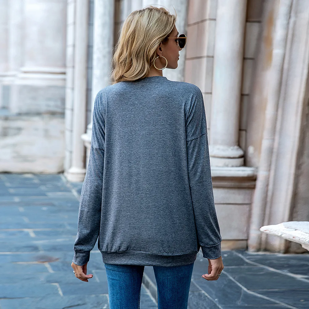 

Smile Print O Neck Long Sleeve Loose Pullover Shirts Top T-Shirt 2021 Women's T-shirts Top Female Woman Tshirts Kawaii