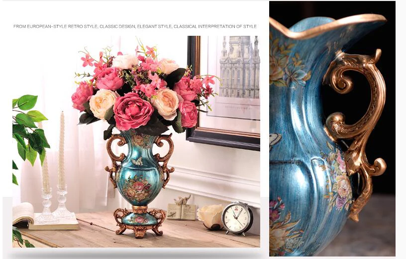 

EUROPEAN RESIN VASE+ARTIFICIAL FLOWER SET DECOR HOME LIVINGROOM MODEL ROOM FURNISHINGS DECORATION CRAFTS HOTEL OFFICE FIGURINES