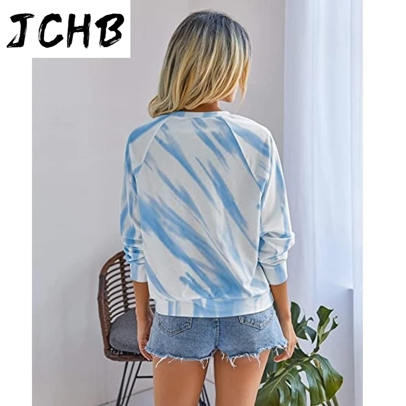 

Tie-dye New Print Women T-shirt 2021 Autumn Winter Casual O Neck Long Sleeve Colorful Color Matching Loose T-shirt Plus Size 3XL
