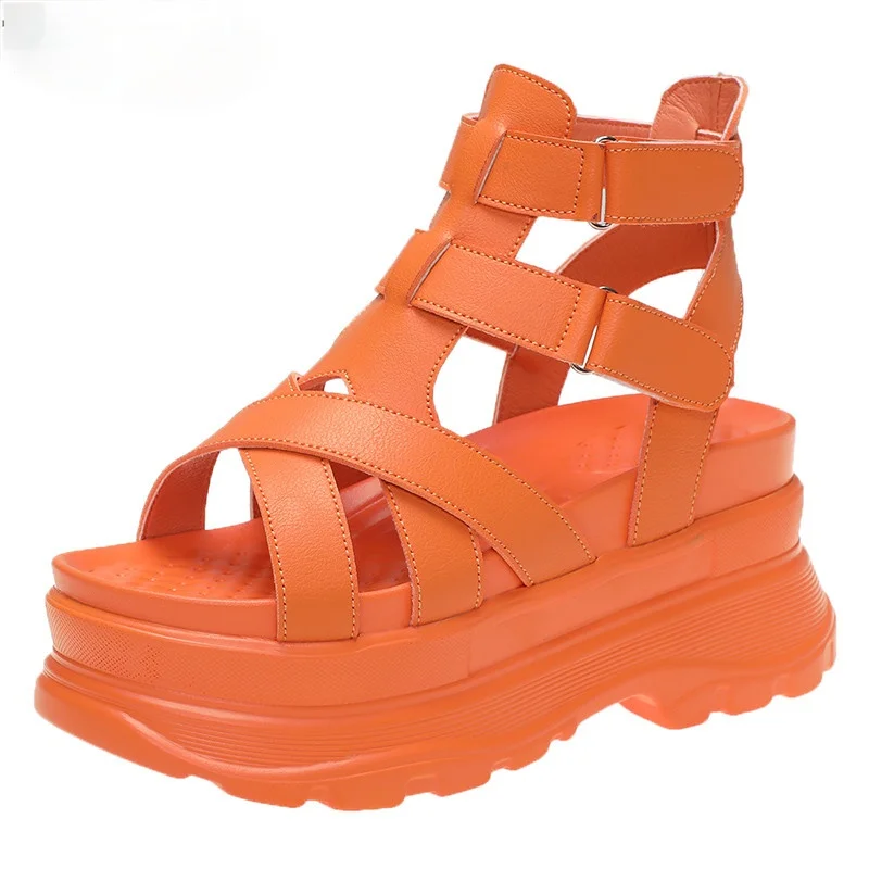 

Женские массивные кроссовки на танкетке 8 см, сандалии на высокой платформе, пляжные туфли с вырезами, роскошная обувь на толстой подошве