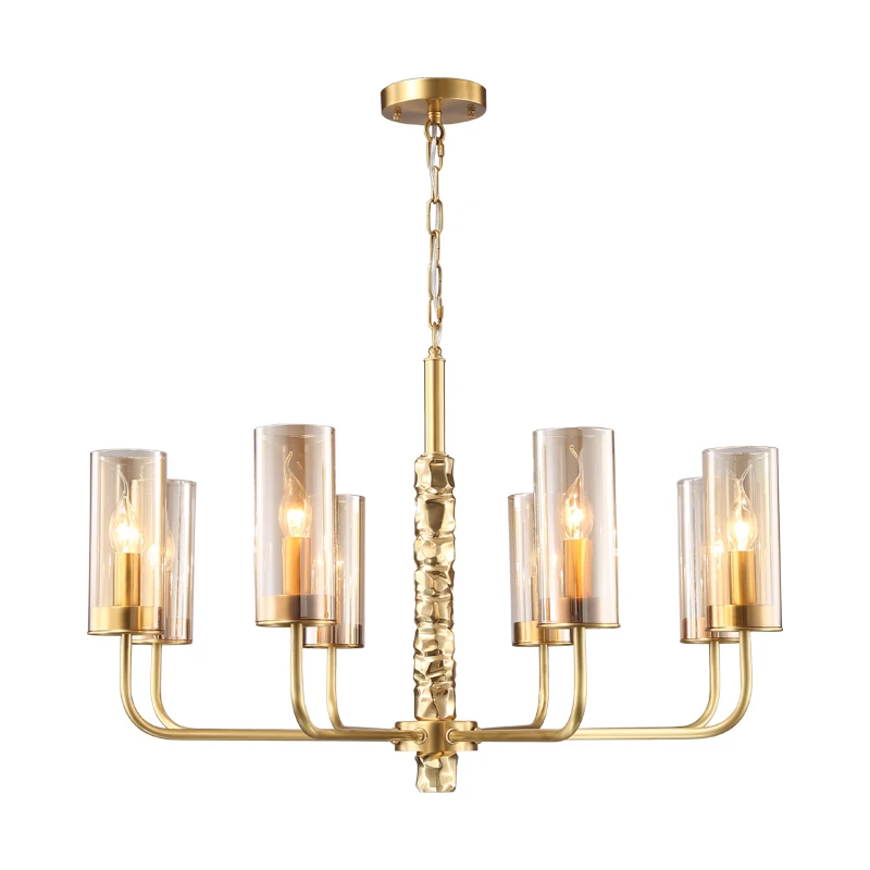 

Contemporary Copper Chandelier Dining Living Room Luxury Suspendsion Light Fixtures 8 Head 10 Arm E14 Lamp Warm White AC220V