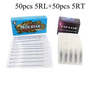 (5RL + 5RT) 50 шт. иглы для татуировок с истинными звездами и 50 шт. наконечников для тату-машинки для микроблейдинга naalden Бесплатная доставка
