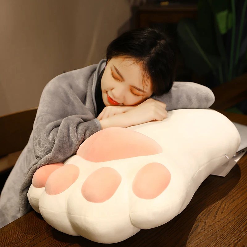 

Nice 1pc 55cm/75cm Funny Chubby Bear Paw Plush Pillow Stuffed Soft Simulation Teddy Paws Toys with Blanket Dolls Kawaii Gift