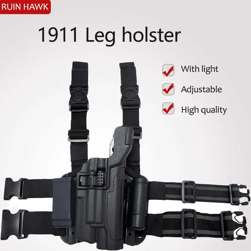 

Tactical Military Accessories Colt 1911 Thigh Holster Hunting Accessories High Quality Gun Carry with Flashlight Gun Holster