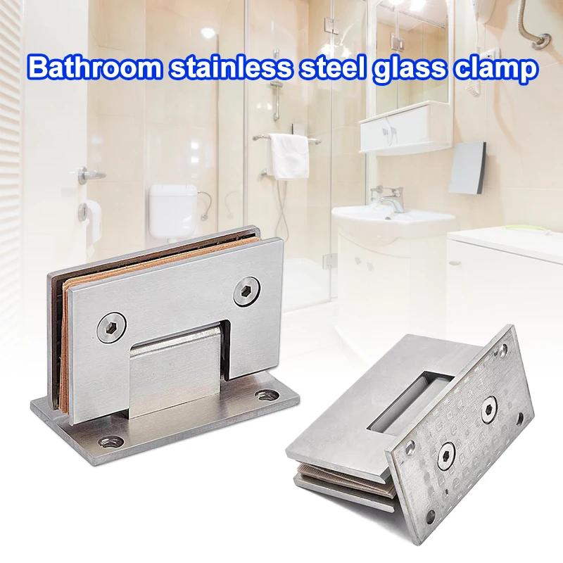 

Glass Clamps Stainless Steel Glass Clamps Adjustable Glass Bracket Flat Back for Balustrade Staircase Handrail 90*50MM 90 Degree