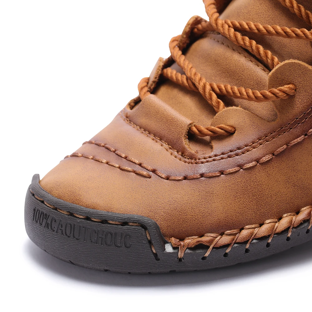 

Men's Casual Shoes Men Leather Loafers Flat Handmade Breathable Moccasins Shoes Plush Warm Winter Shoes Comfortable Sneakers