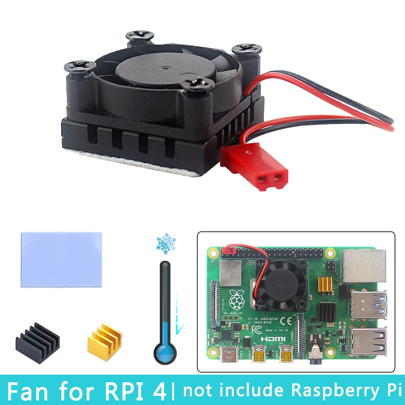 Кулер для процессора Raspberry Pi 4 Model B комплект из вентиляторов и алюминиевого