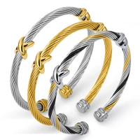 classical charms stainless steel cuff bangle bracelet starfish punk cable twist wire stripe wedding party jewelry accesory