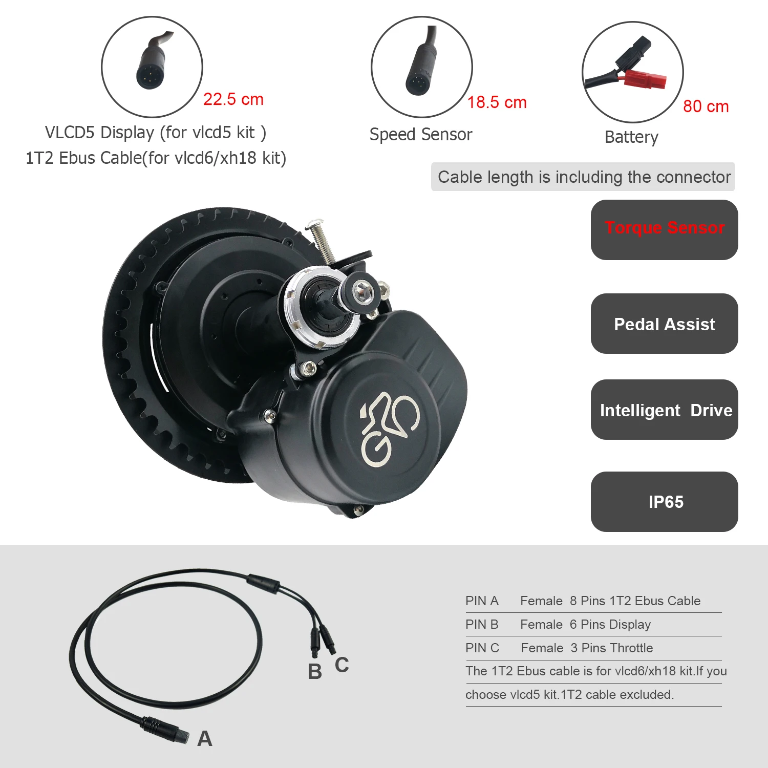 Tongsheng ebike Kit tsdz2 комплект двигателя среднего привода дисплей датчик крутящего
