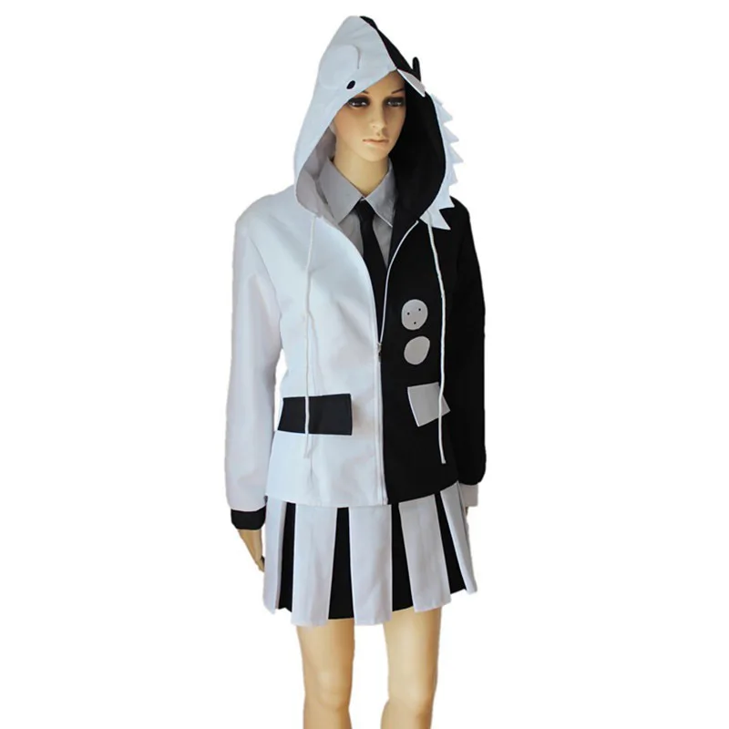 B only suit set Аниме Danganronpa Monokuma Школьный костюм косплей Униформа Хэллоуин партии Косплей Костюм женский полный комплект и парик - Цвет: B only suit set