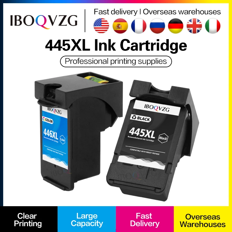 

Совместимый с IBOQVZG PG 445 445XL pg445 PG-445 CL 446xl чернильный картридж для Canon, PIXMA, MG 2440 2540 2940 MX494 IP2840