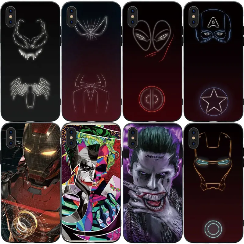Модный мягкий силиконовый чехол для телефона Hero Iron Man Joker Venom Iphone 6 6S 7 8 Plus X XS XR 11 Pro Max