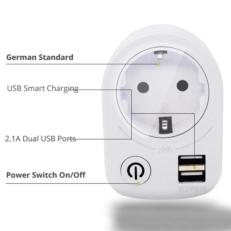 USB Port 250V 2.1A Electric Dual Charger EU Plug Intelligent In Wall Socket Charging Adapter Electrical Sockets | Инструменты