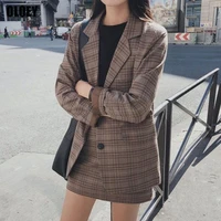 plaid skirts suits girl female vintage 2021 autumn elegant womens sets separate women two piece outfits 2 piece outfits women
