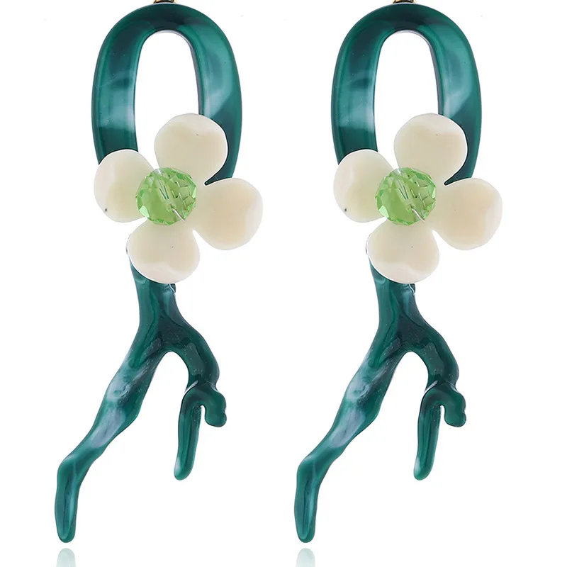 B Green Boho Цветок Для женщин мотаться себе серьги смоленая оболочка коралловый слоев серьги винтажная Этническая биж - Окраска металла: B Green