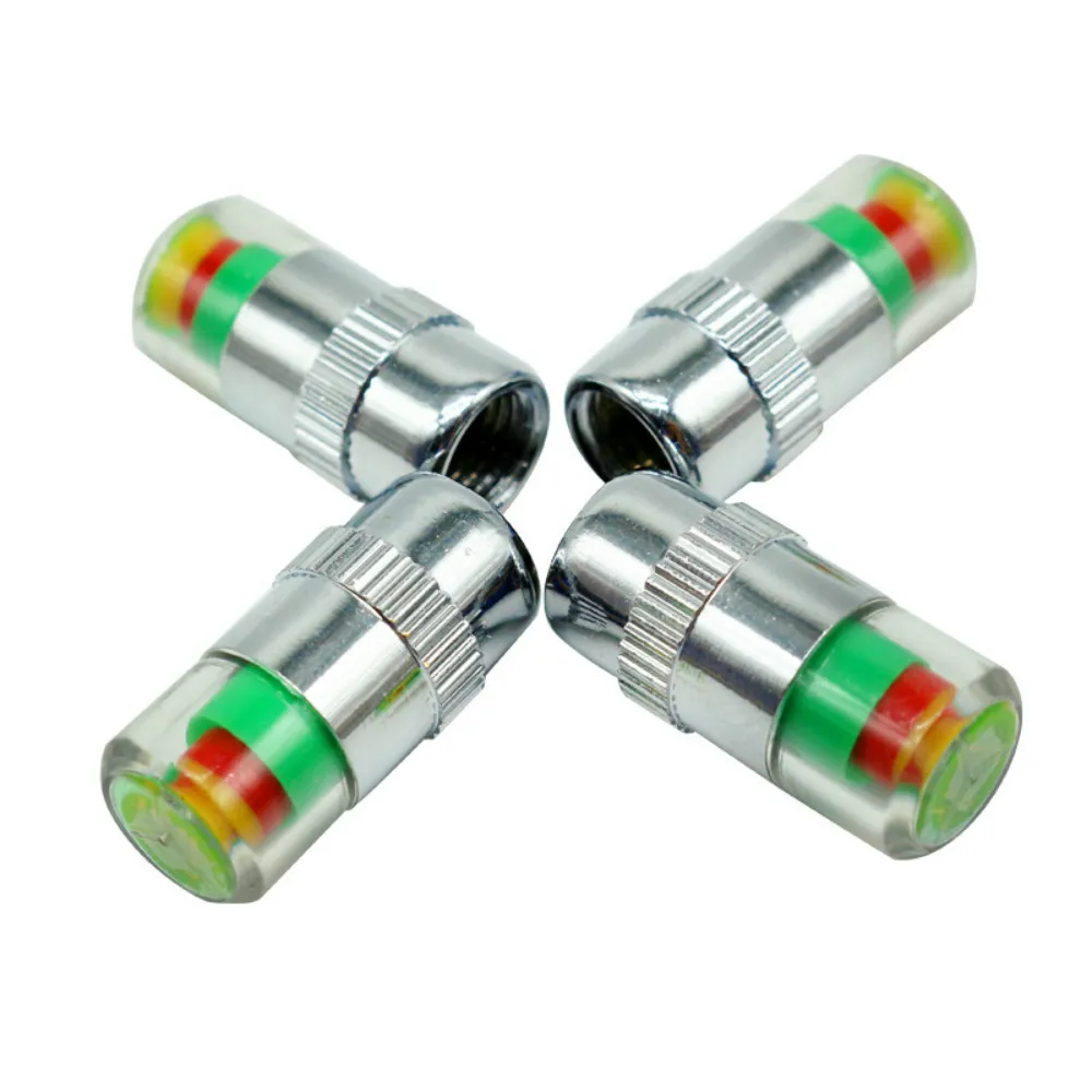 

4pcs/set Car Tire Pressure Gauge Indicator Alert Monitoring Cap Sensor Tire Pressure Indicator External Detection Auto Valve Cap