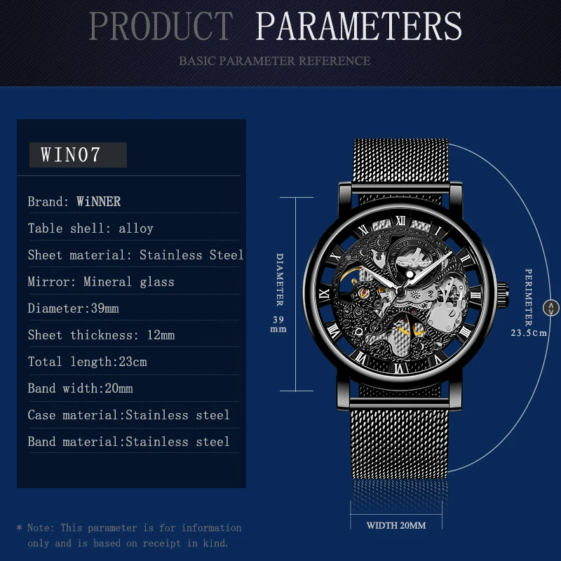 Fashion Brand WINNER Men Mechanical Watch Stainless steel Skeleton Hand wind WristwatchRelogio Masculino | Наручные часы