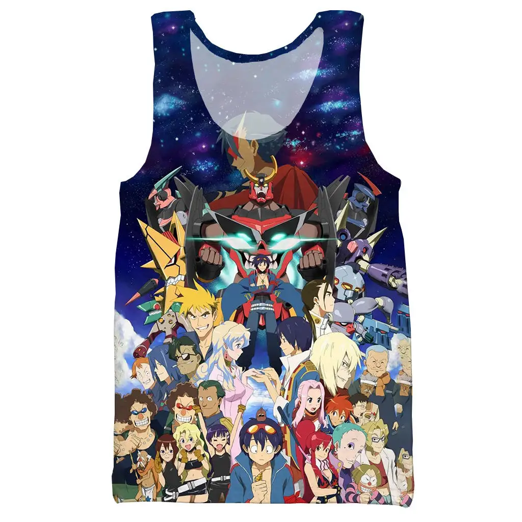 Женский топ с 3D принтом Gurren Lagann летний на бретелях для мужчин и женщин|Майки| |