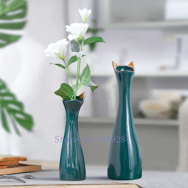 Creative ceramics vase cat ear Flower arrangement Hydroponics Accessories desktop Decorative ornaments Modern home decoration | Дом и сад