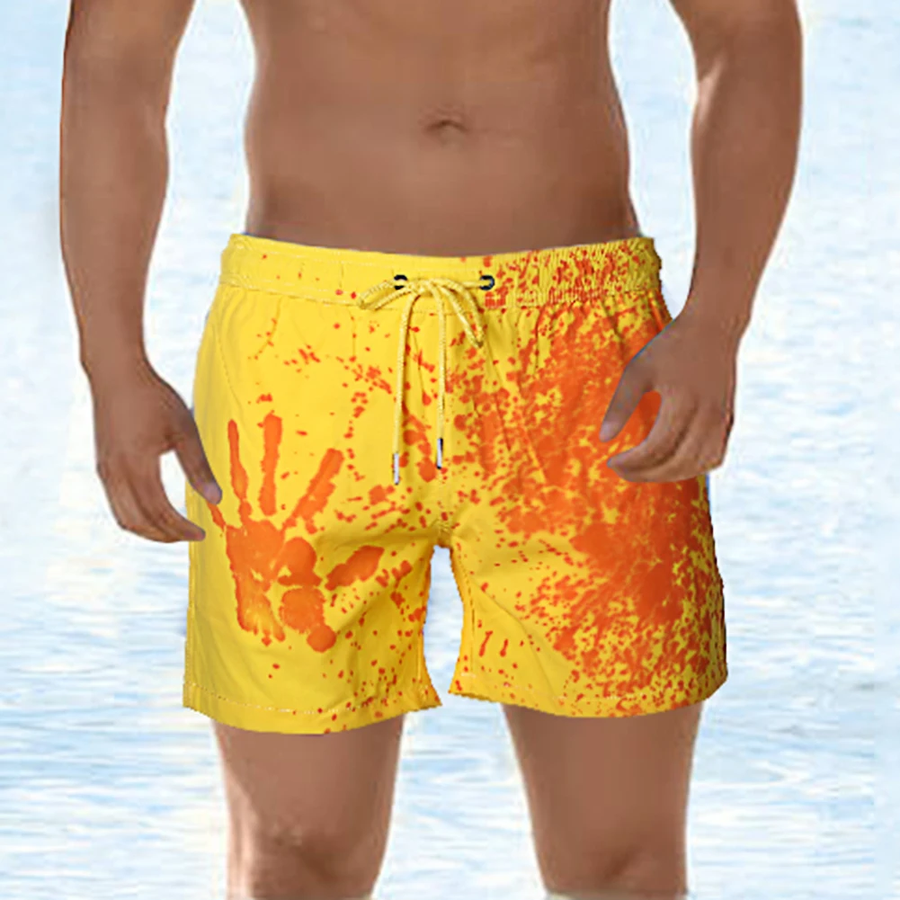 

Меняющие цвет плавки, меняющие цвет пляжные шорты, летние мужские плавки для плавания, быстросохнущие пляжные шорты, Прямая поставка