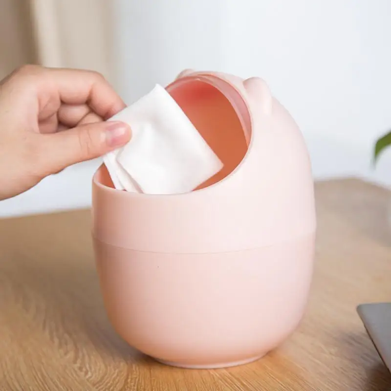 

Rolling Cover Waste Bin For Desktop Office Desk Pen Organizer Storage Container Table Trash Can Cleaning Supplies For Students