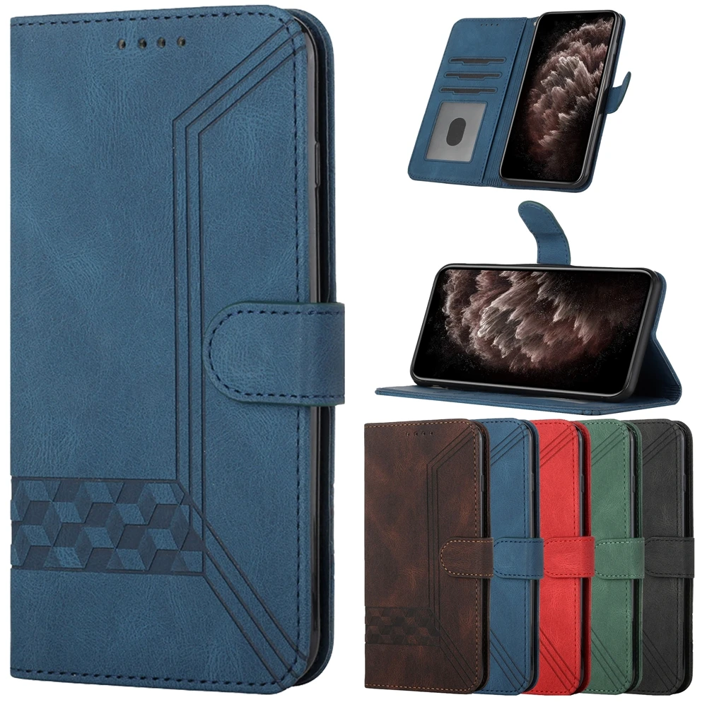 

Reno4 Z Reno5 Lite Reno6 Pro Leather Phone Book Case for OPPO Reno 4 5 Lite 6 Pro 4Z 5Z Cases 3D Cube Magnetic Wallet Flip Cover