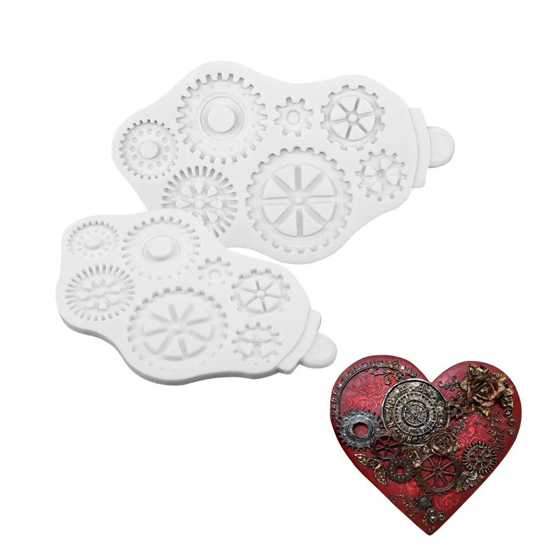 FILBAKE паровой двигатель Шестерни узоры силиконовые формы часы гель пресс для