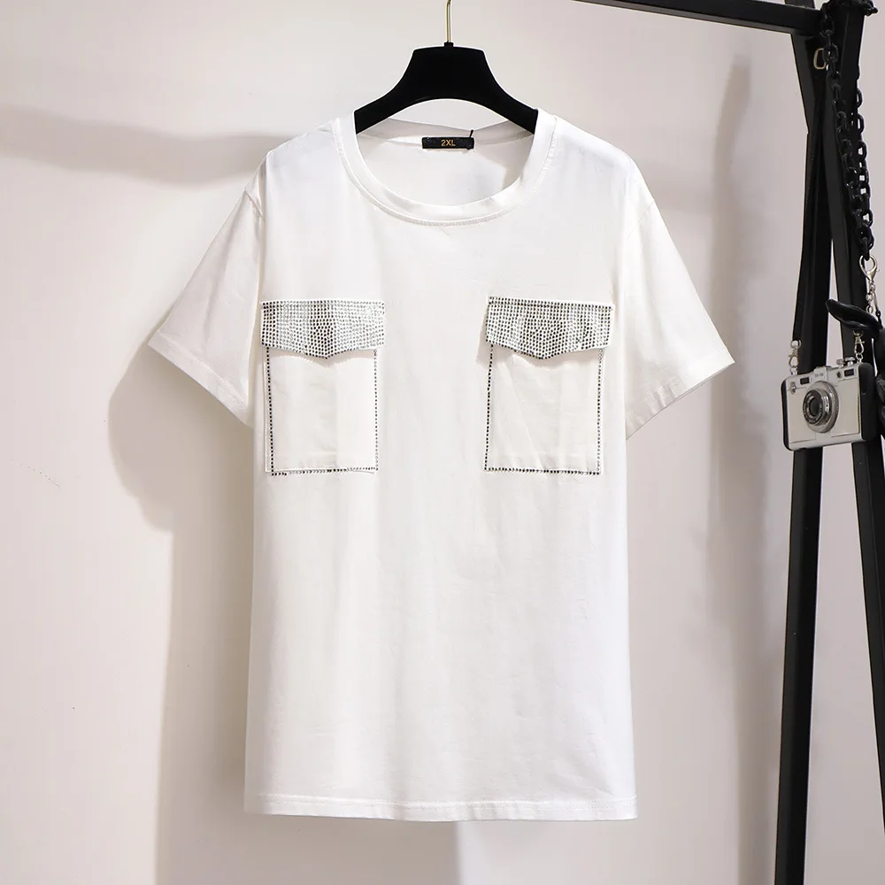 Женская свободная футболка с круглым вырезом черная или белая хлопковая