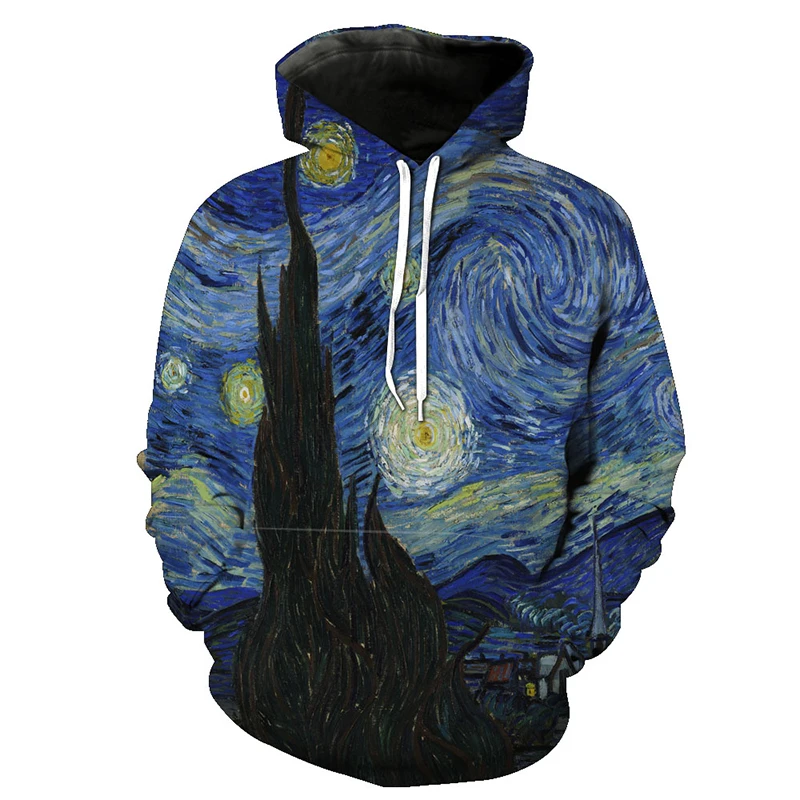 

Space Galaxy Hoodies Men/Women Sweatshirt Hooded 3d Vincent Van Gogh stars Brand Clothing Cap Hoody Print Paisley Nebula Jacket