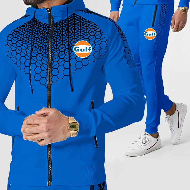 

New Men's Set Spring Autumn Man Sportswear 2 Piece Sets Sports Suit Jacket+Pant Sweatsuit Male Tracksuit Asia Size M-3XL