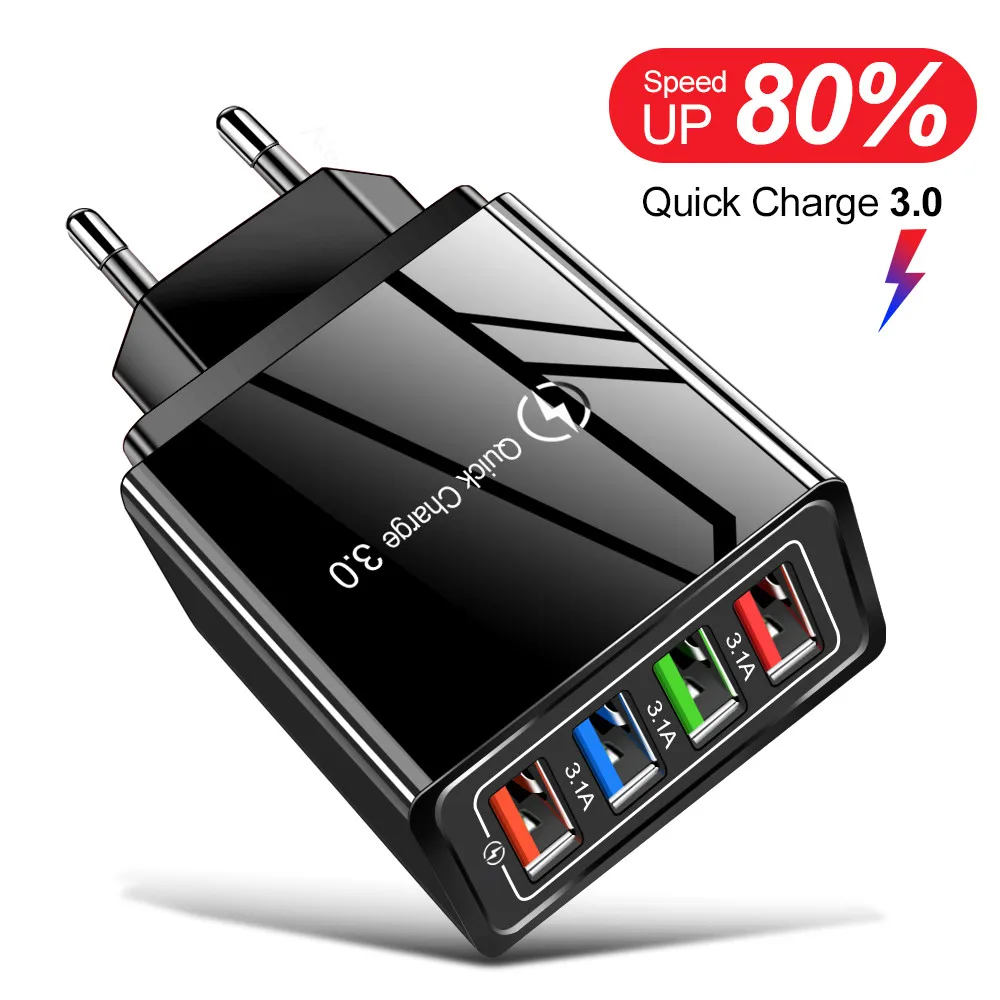 Quick Charge 3.0 USB Charger For iPhone Wall Fast Charging For Samsung S10 Plug Xiaomi Mi Huawei Mobile Phone Chargers Adapter