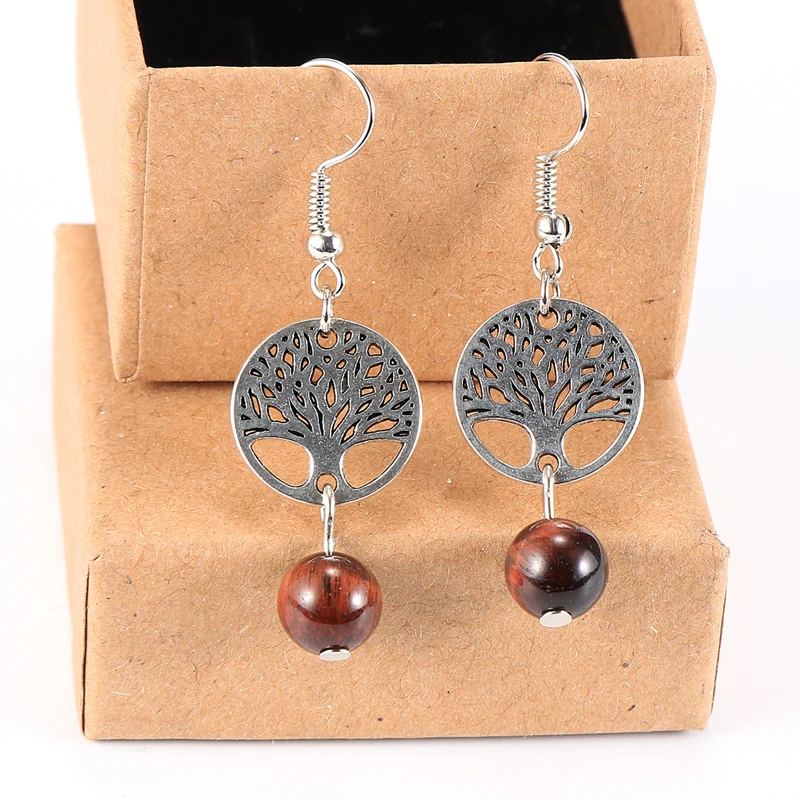 Женские серьги из натурального камня с кристаллами тигровый глаз индийский