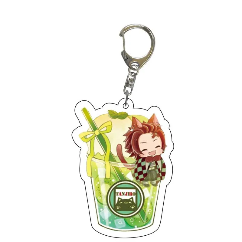 

Anime Demon Slayer Keychains Brinco Blade Of Ghost Beverage Bottle Key Chains Choker Kamado Tanjirou Same Jewelry Fans Gift
