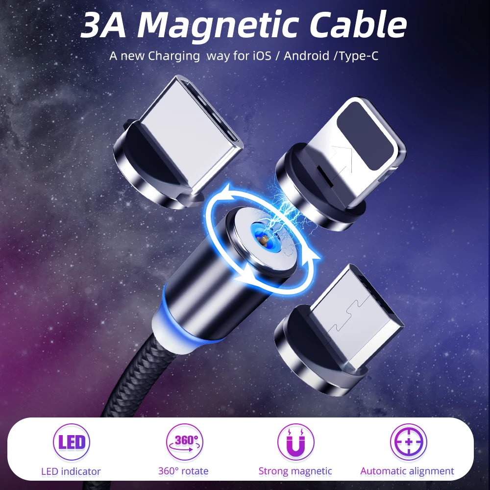 magnetic cable type c micro usb cable for phone android usb c fast charge universal magnet cord charging for iphone quick wire free global shipping