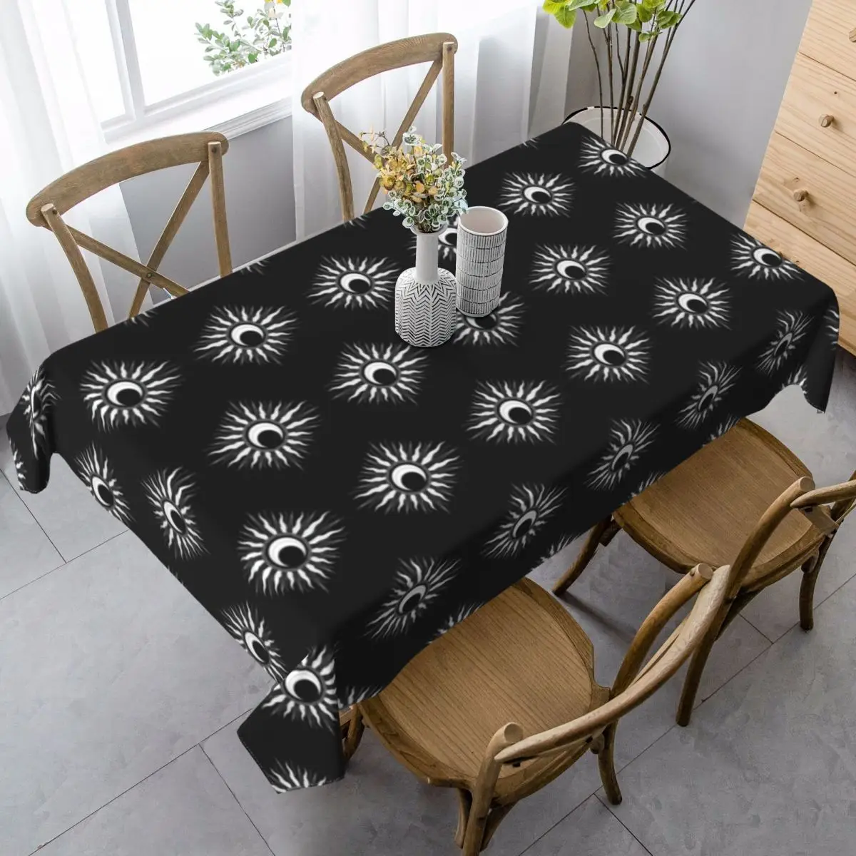 

Sun Moon Tablecloth Protector Summer Table Cover Vintage Printed Polyester Cheap Table Cloth