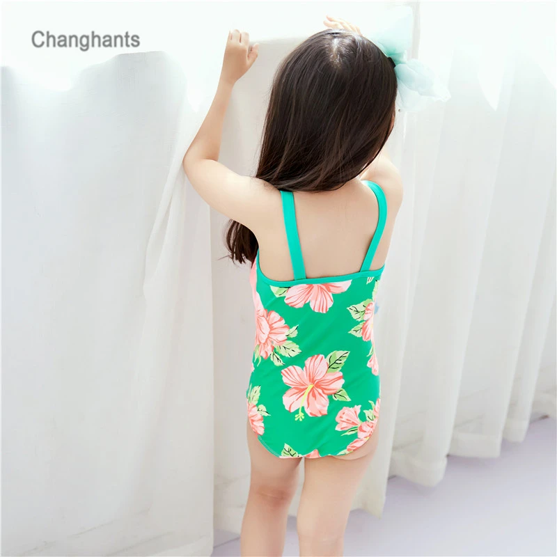 От 2 до 8 лет платье для девочек зеленого цвета Детская одежда плавания Цельный
