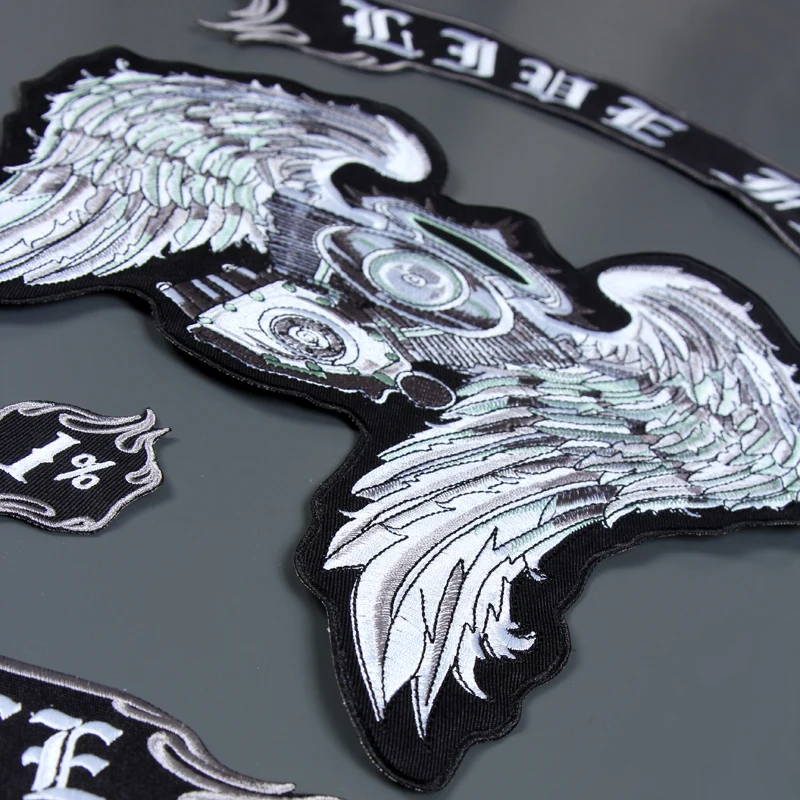 Wings Engine Large Embroidery Patches Sew on for Jacket Motorcycle Biker Clothes Decoration Applique 49cm*35cm | Дом и сад