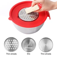 stainless steel mixing bowls with lid handle non slip silicone base diy cake baking mixer bowl salad grater kitchen cooking tool