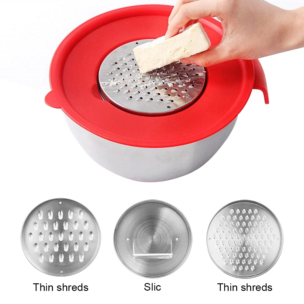 Миска для смешивания из нержавеющей стали с ручкой крышки Нескользящая