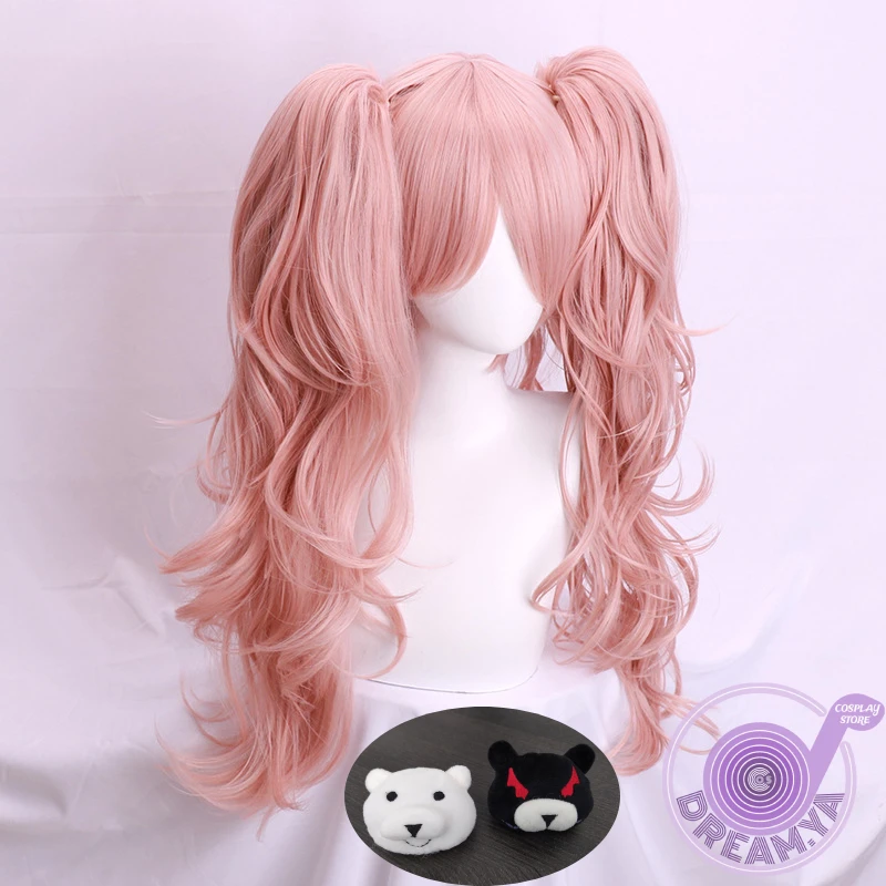 

Enoshima Junko Cosplay Wig Danganronpa pink Ponytail Dangan Ronpa Synthetic Hair Halloween Party Carnival Role Play + Wig Cap