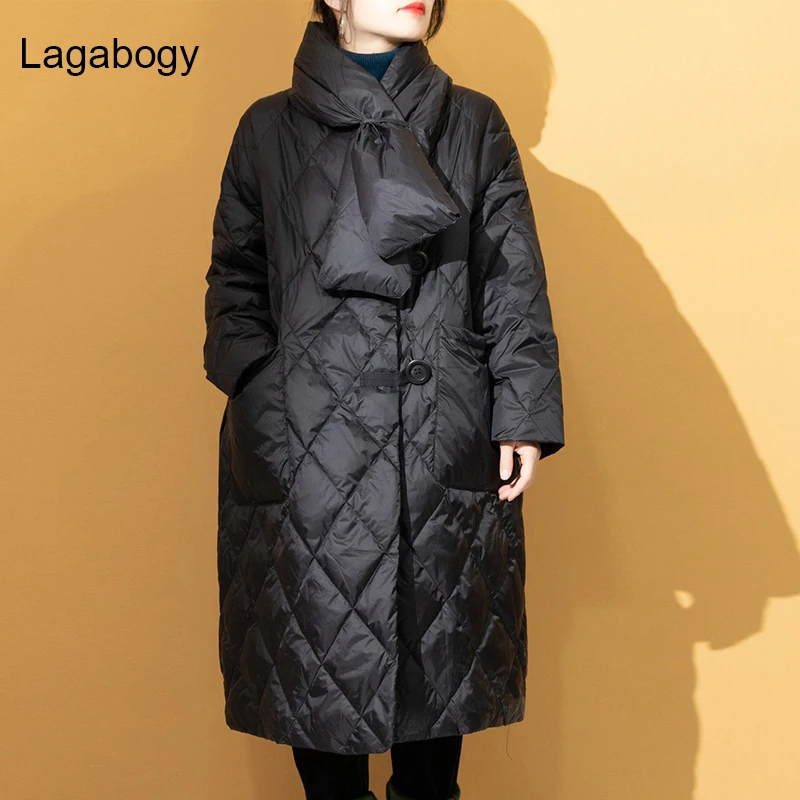 Новинка 2022 зимнее пальто Lagabogy Женская куртка на белом утином пуху женские