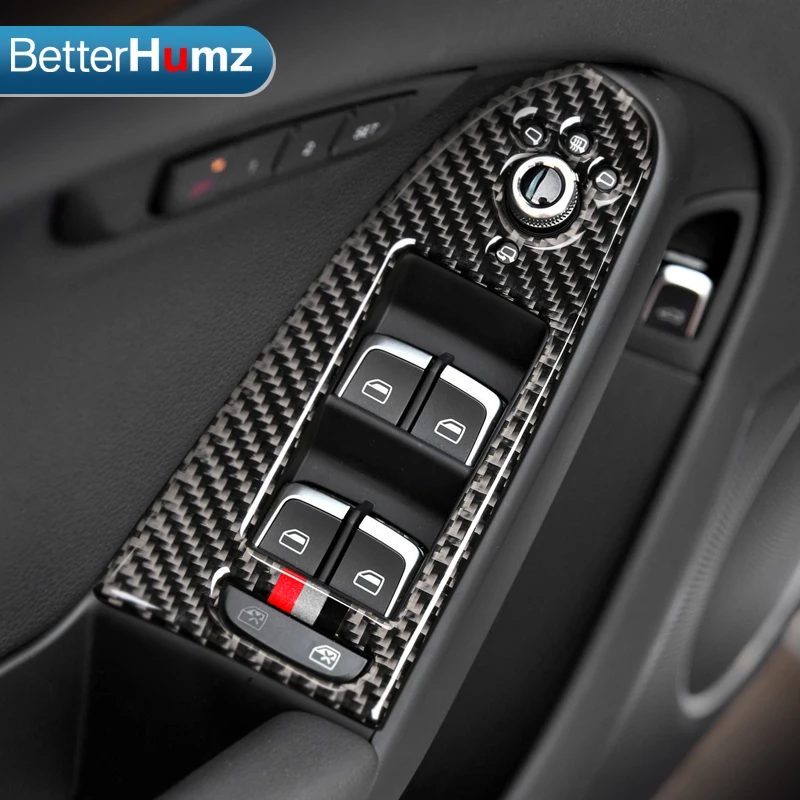 

Suitable for Audi A4 2009-2016 carbon fiber window lift control frame switch window decorative armrest interior accessories