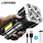 Четырехъядерный яркий светодиодный фонарик, сисветильник, перезаряжаемый супер яркий фонарь, уличный Многофункциональный точесветильник светильник для кемпинга, фонарик