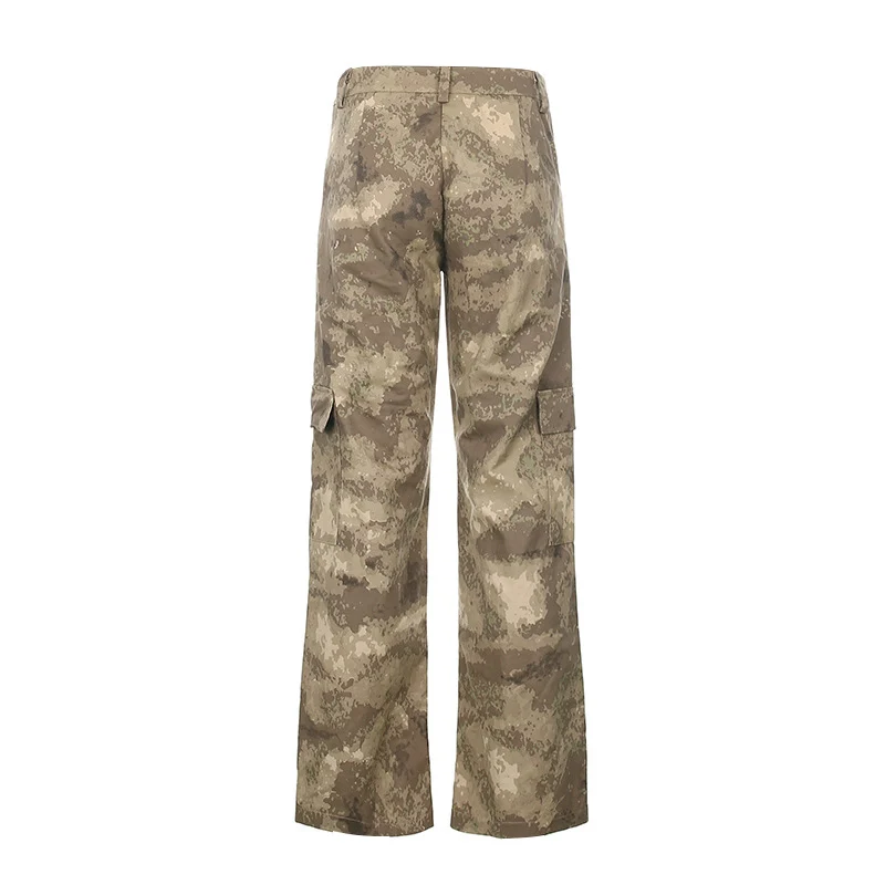 

2020 Camouflage Cargo Pants Wide Leg Jogger Women Pockets Streetwear High Waist Autumn Casual Aesthetic Straight Trousers Female