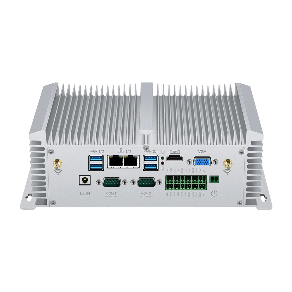 Fanless Industrial Mini PC Intel Core i5 7200U 8250U i7 7500U RS232/422/485 Dual LAN HDMI VGA GPIO WiFi 4G LTE Windows Linux