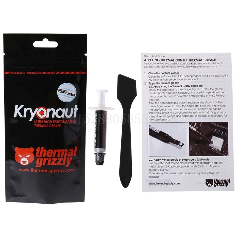 

Thermal Grizzly Kryonaut 1g for CPU AMD Intel Processor Heatsink Fan Compound Cooling Thermal Paste Cooler Thermal Grease
