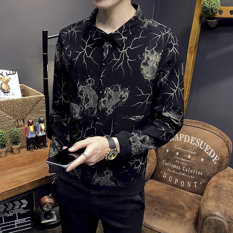 

2020 Men's Spring Thin Bronzing Jacket Casual Fashion Lapel Men's Summer Comfortable Slim Jacket Black Trendy Street Wear M-3XL